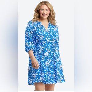 DRAPER JAMES Kellie Babydoll Mini Dress in Bluebell Shadow